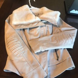 Faux leather/fur tan jacket